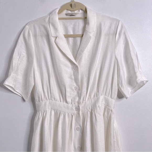 HeyDress White Button Front Retro Inspired Short Sleeve White Dress Size Medium - Picture 3 of 9